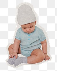 Baby fashion png sticker, paper cut on transparent background