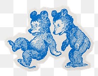 Bears cartoon png sticker, paper cut on transparent background