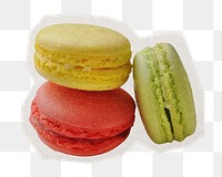 Colorful macarons png dessert sticker, paper cut on transparent background