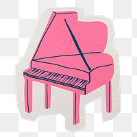 Pink piano png sticker, paper cut on transparent background