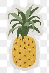 Hand drawn pineapple  png fruit sticker, paper cut on transparent background