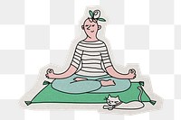 Meditation girl png sticker, paper cut on transparent background