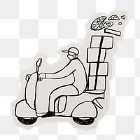 Food delivery png sticker, paper cut on transparent background