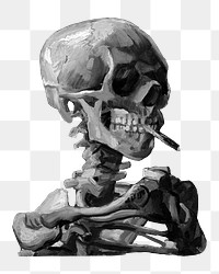 Smoking kills png b&w element, transparent background. Famous artwork by Vincent van Gogh remixed by rawpixel.