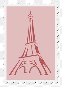 Eiffel Tower Stamp png illustration, transparent background. Free public domain CC0 image.