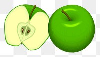 Green apple png illustration, transparent background. Free public domain CC0 image.