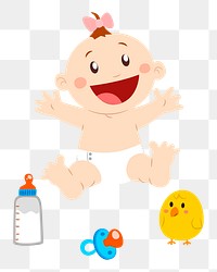 Baby  png clipart illustration, transparent background. Free public domain CC0 image.