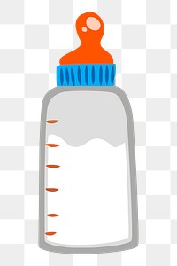 Baby milk bottle  png clipart illustration, transparent background. Free public domain CC0 image.