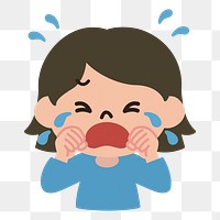 Girl crying png illustration, transparent background. Free public domain CC0 image.