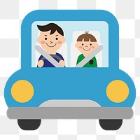 Family riding car png illustration, transparent background. Free public domain CC0 image.