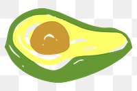 Half avocado png illustration, transparent background. Free public domain CC0 image.