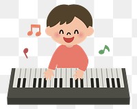 Boy playing electone png illustration, transparent background. Free public domain CC0 image.