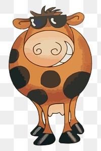 Cool cow png illustration, transparent background. Free public domain CC0 image.