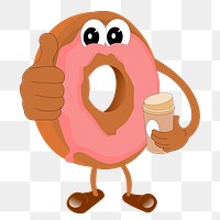 Strawberry donut png illustration, transparent background. Free public domain CC0 image.