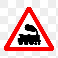 Beware of train sign png illustration, transparent background. Free public domain CC0 image.