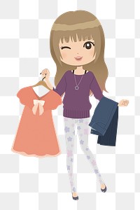 Woman shopping png illustration, transparent background. Free public domain CC0 image.