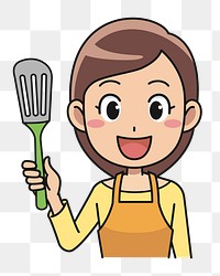 Woman cooking png illustration, transparent background. Free public domain CC0 image.