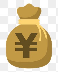 Japanese Yen currency money bag png illustration, transparent background. Free public domain CC0 image.