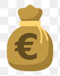 EU Euro currency money bag png illustration, transparent background. Free public domain CC0 image.