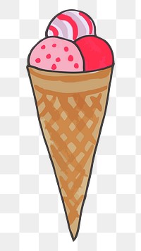 Ica cream cone png illustration, transparent background. Free public domain CC0 image.