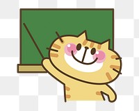 Cat teacher png sticker, transparent background. Free public domain CC0 image.