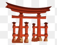 Japanese Torii gate  png clipart illustration, transparent background. Free public domain CC0 image.