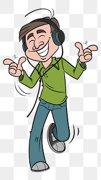 Man wearing headphones png sticker, transparent background. Free public domain CC0 image.