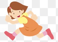 Little girl running png sticker, transparent background. Free public domain CC0 image.