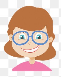 Woman wearing glasses  png illustration, transparent background. Free public domain CC0 image.