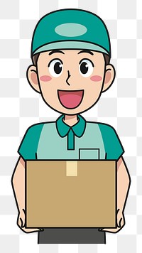 Delivery man png illustration, transparent background. Free public domain CC0 image.