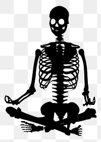 Meditating skeleton  png clipart illustration, transparent background. Free public domain CC0 image.