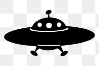 Silhouette UFO png sticker, transparent background. Free public domain CC0 image.