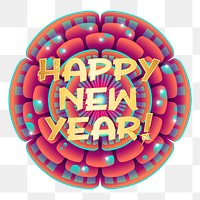 Happy new year png sticker, transparent background. Free public domain CC0 image.