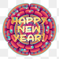 Happy new year png sticker, transparent background. 