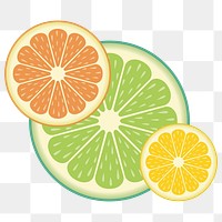 Lime lemon orange png sticker, transparent background. Free public domain CC0 image.