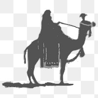 Camel rider png sticker, transparent background. Free public domain CC0 image.