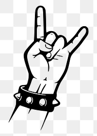 Rock hand sign  png clipart illustration, transparent background. Free public domain CC0 image.