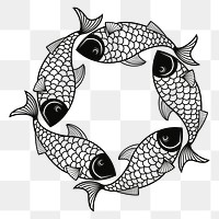 Fish in circle png sticker, transparent background. Free public domain CC0 image.