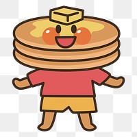 Cute pancake cartoon png sticker, transparent background. Free public domain CC0 image.