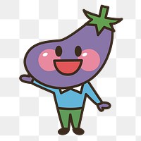 Eggplant cartoon png sticker, transparent background. Free public domain CC0 image.