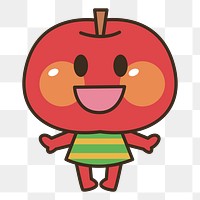 Apple cartoon png sticker, transparent background. Free public domain CC0 image.