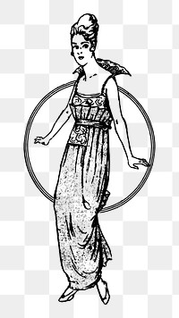 Vintage woman  png clipart illustration, transparent background. Free public domain CC0 image.