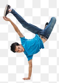 Young man break-dancing png, transparent background