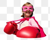 Pink superhero girl png sticker, transparent background