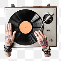 PNG vinyl turntable, collage element, transparent background