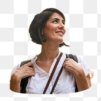 Woman backpacker png, transparent background