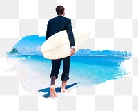PNG Businessman on vacation at a beach, collage element, transparent background