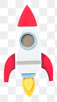 PNG paper rocket ship, collage element, transparent background