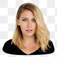 Blonde woman portrait png sticker, transparent background