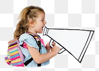 Girl with megaphone png sticker, transparent background